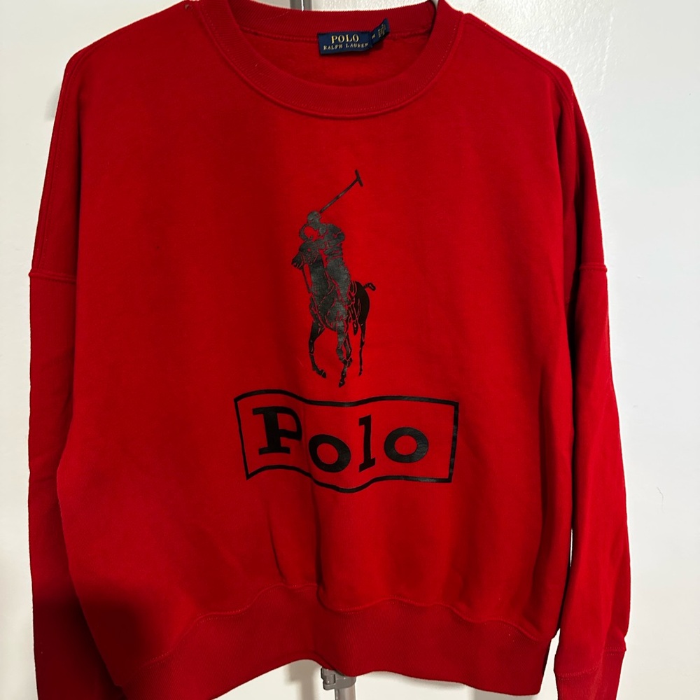 Polo by Ralph Lauren Red Crewneck Sweater with Iconic Logo